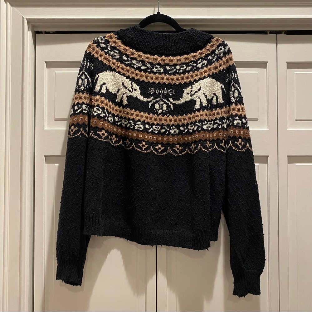 Free People Nellie Elephant Fair Isle Boucle Sweater | Size Large - Picture 13 of 15